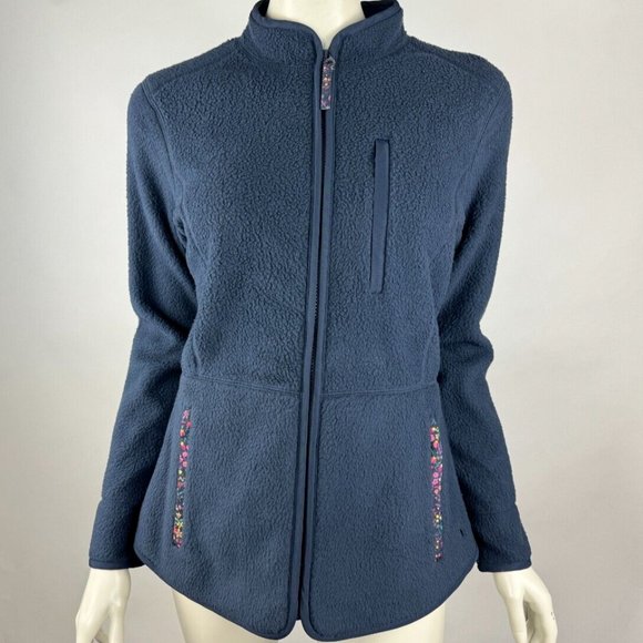 Joules Hadleigh Fleece Jacket Women 6 NWT Navy Full‎ Zip Lined Zipper Pocket - Picture 1 of 16